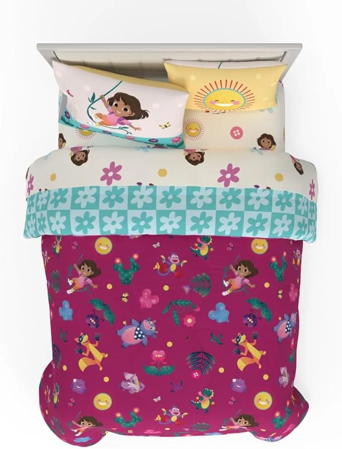 Trusted Dora The Explorer Kids Bedding Set Super Soft amp Cozy Reversible Microfiber Comforter and Sheet Set with Sham 7 Piece Full Size ly Licensed Product by Franco High-End