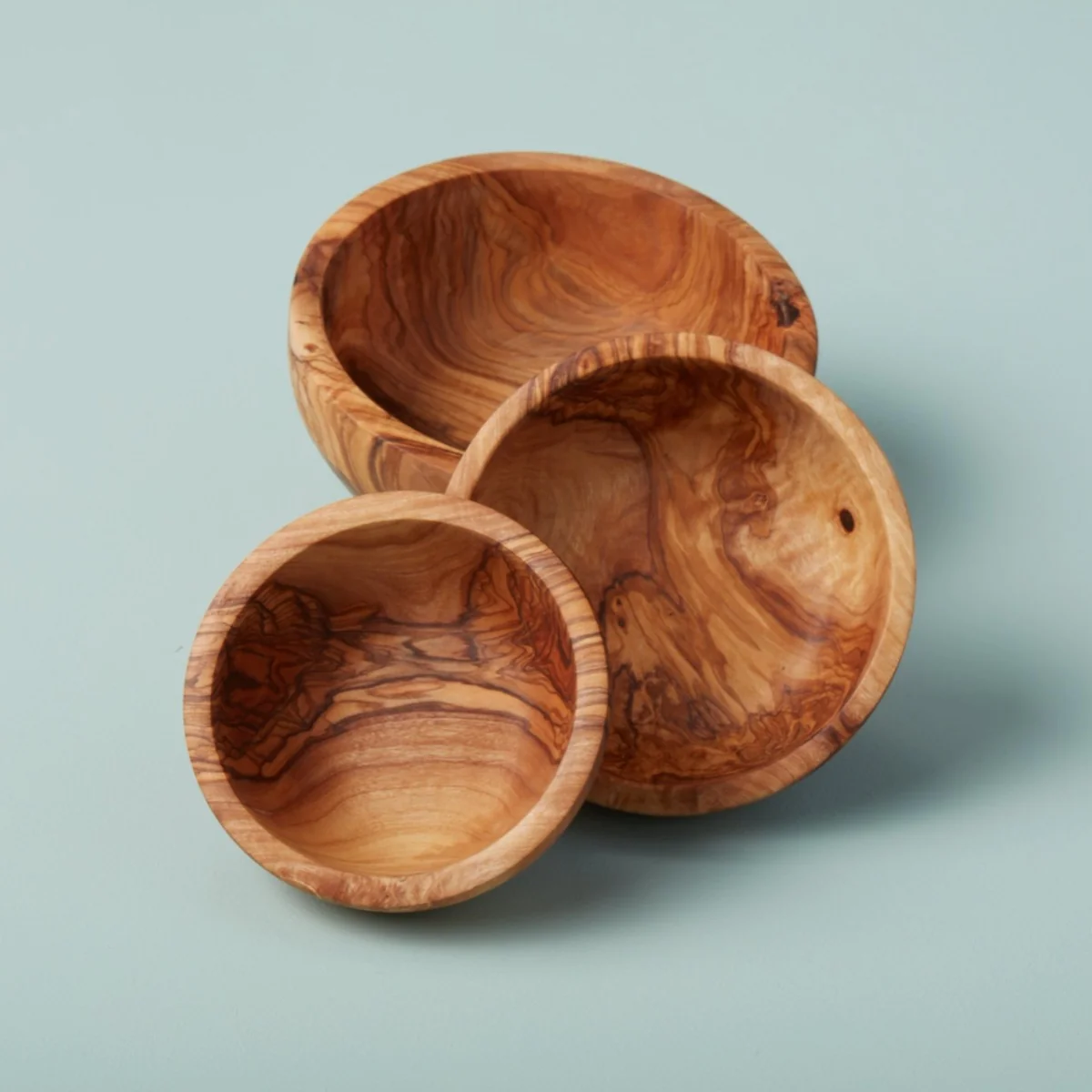 Traditional Olive Wood Nesting Bowls Set of 3 Casual