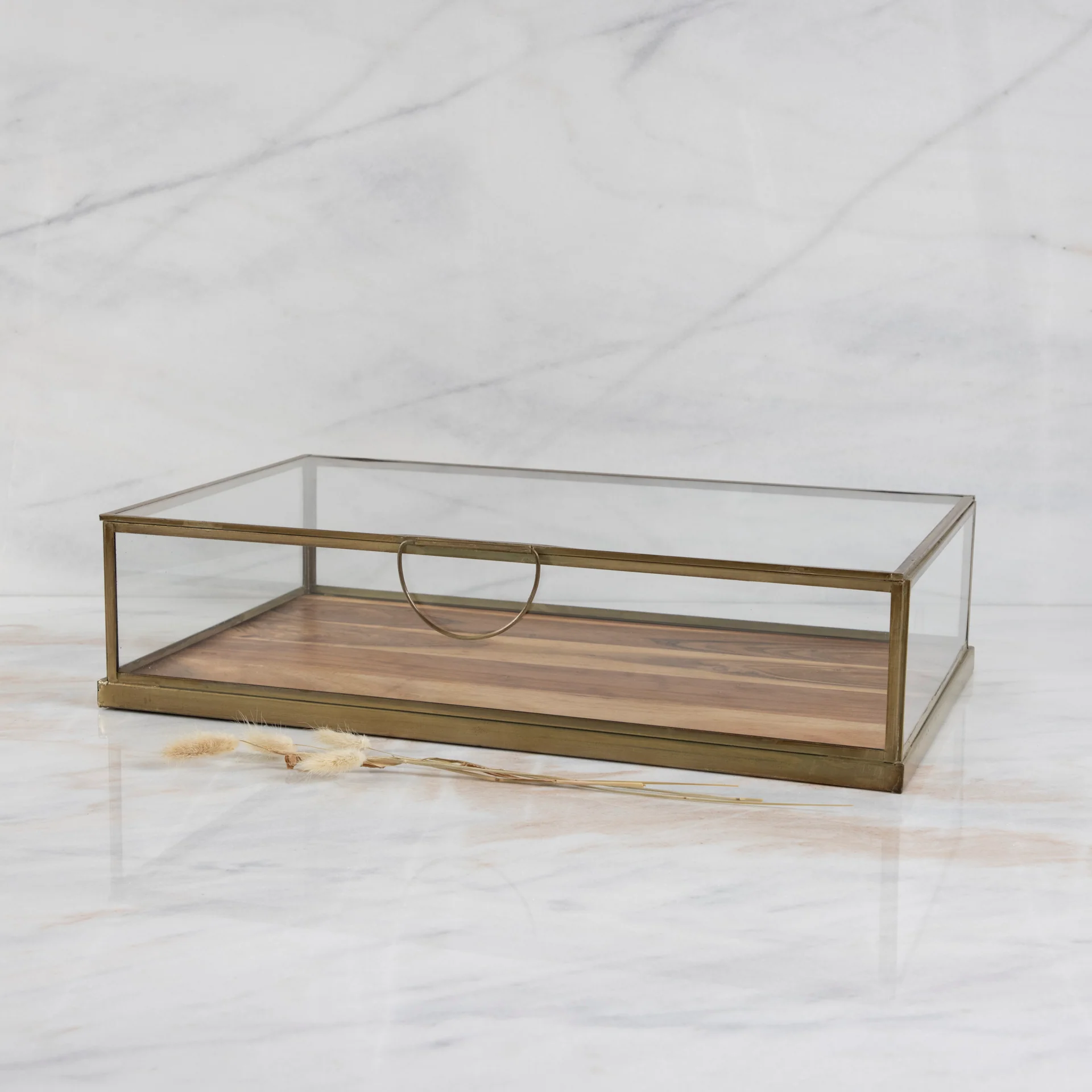 User-Friendly Glass Display Case with Wood Base Large Fine Crafted