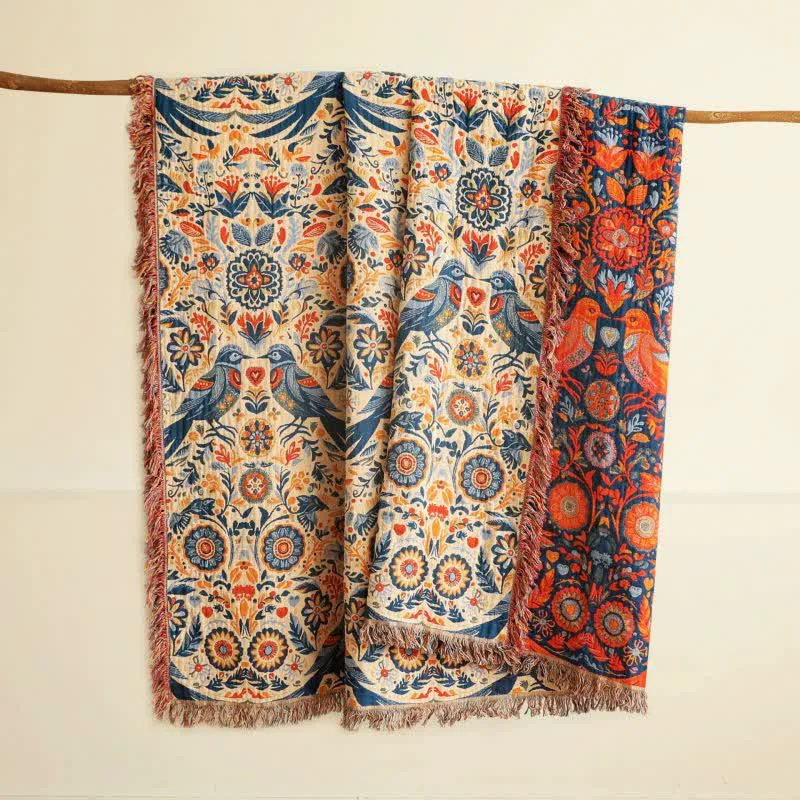 Specialty Ownkoti Vintage Bird Cotton Gauze Tassel Blanket Clean