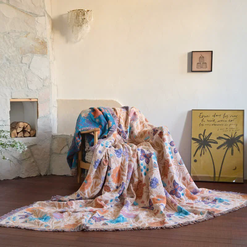 Elite Ownkoti Pastoral Butterfly Cotton Tassel Blanket High-Quality