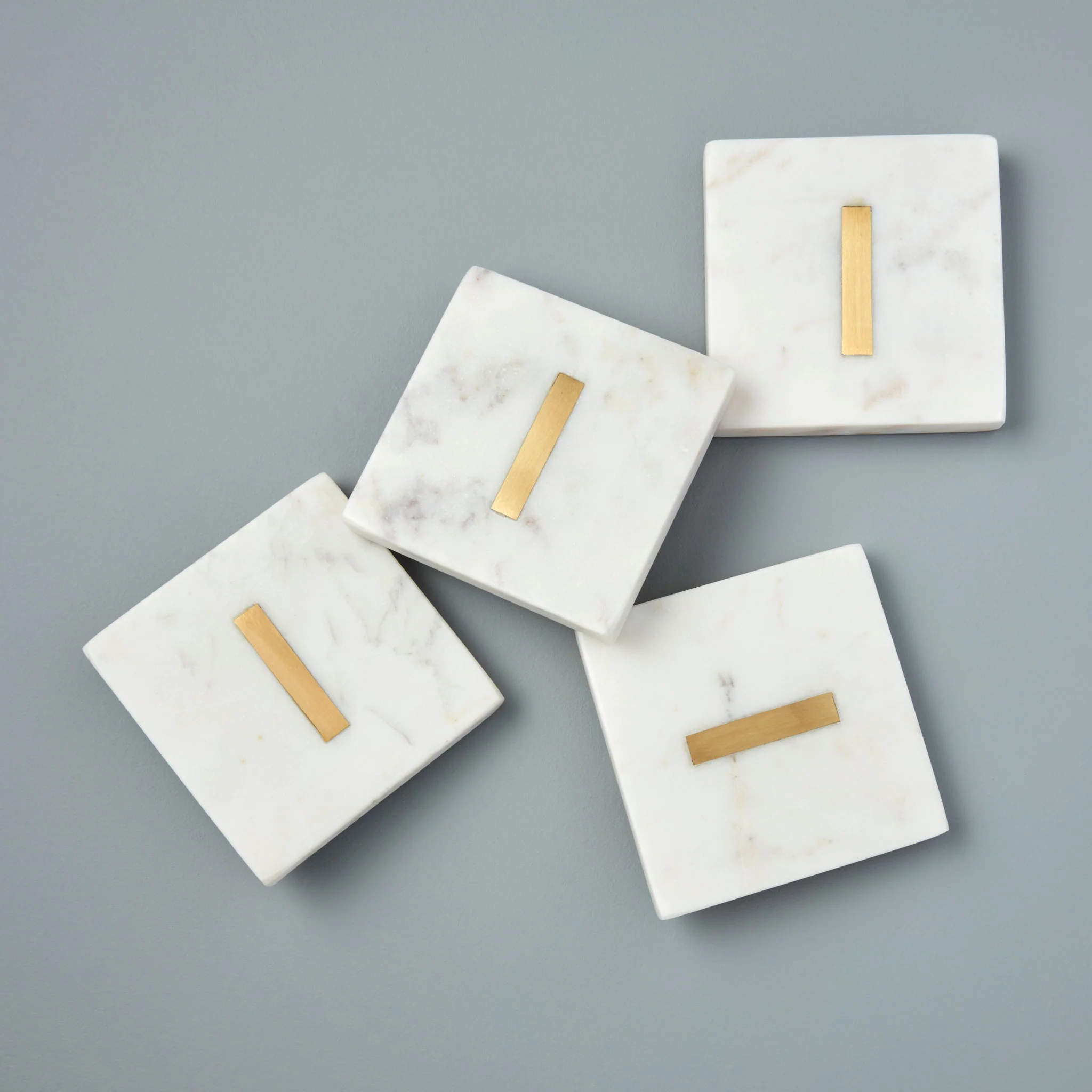 Practical Verona Marble Monogram Coasters Set of 4 – Letter I Lightweight