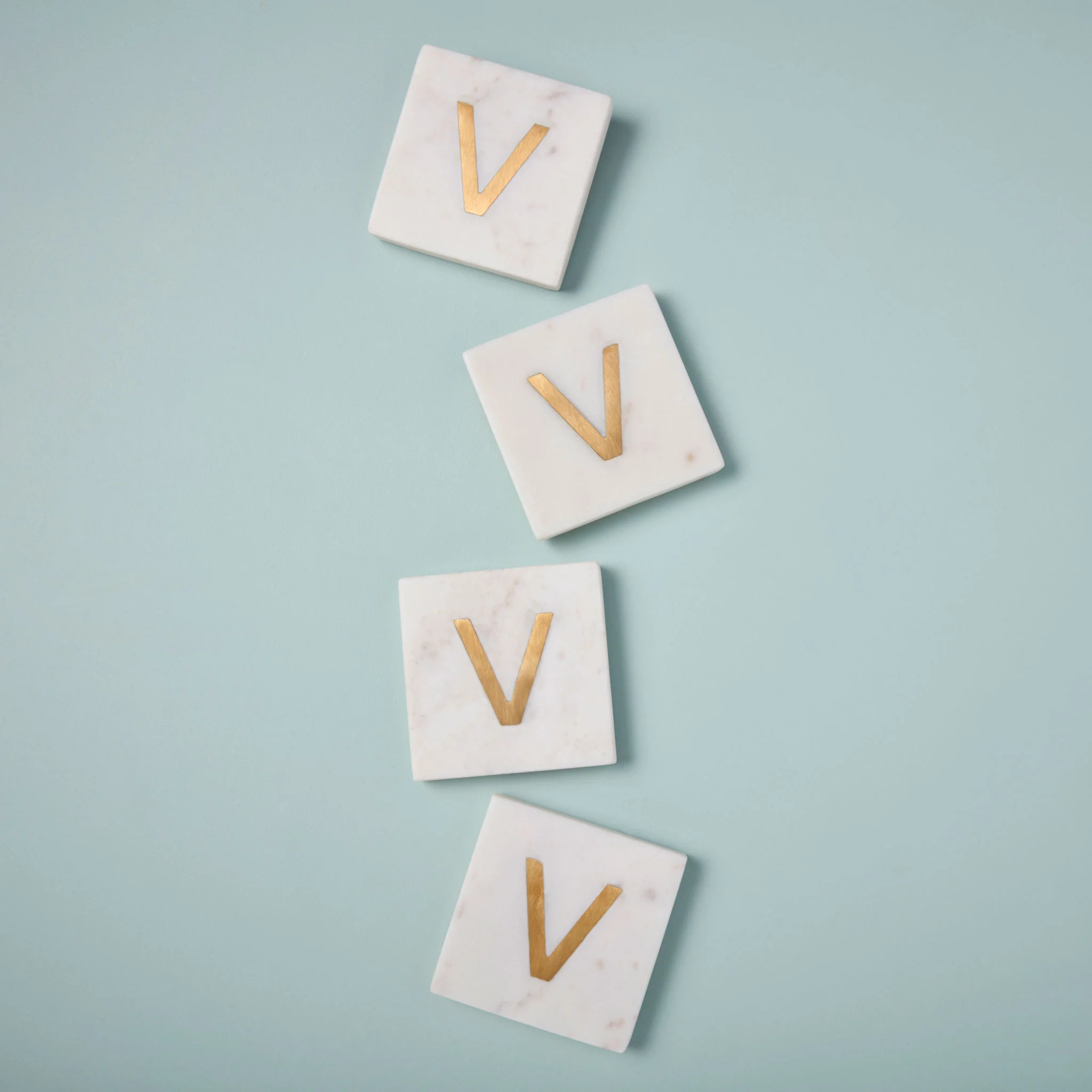 Efficient Verona Marble Monogram Coasters Set of 4 – Letter V Expertly Made