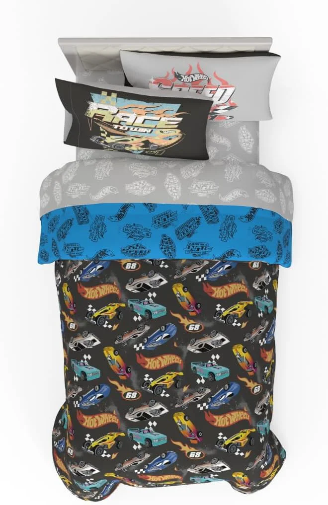 Top-Quality Hot Wheels Kids Bedding Super Soft Comforter and Sheet Set with Sham 5 Piece Twin Size ly Licensed Product By Franco Environmentally Friendly