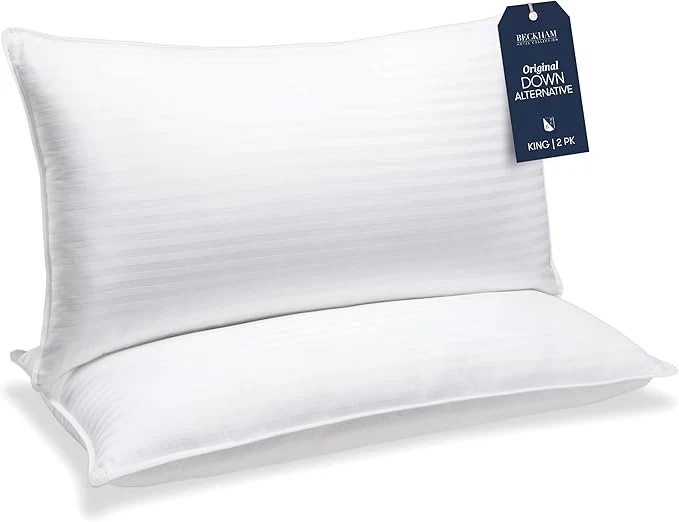 Reusable Beckham Hotel Collection Bed Pillows King Size Set of 2 – Down Pillow for Back Stomach or Side Sleepers Dependable