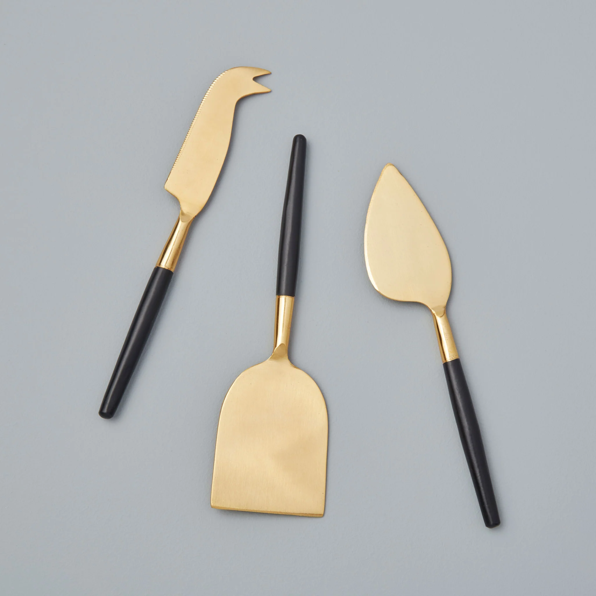 Prestigious Black amp Gold Cheese Knife Set of 3 Elegant