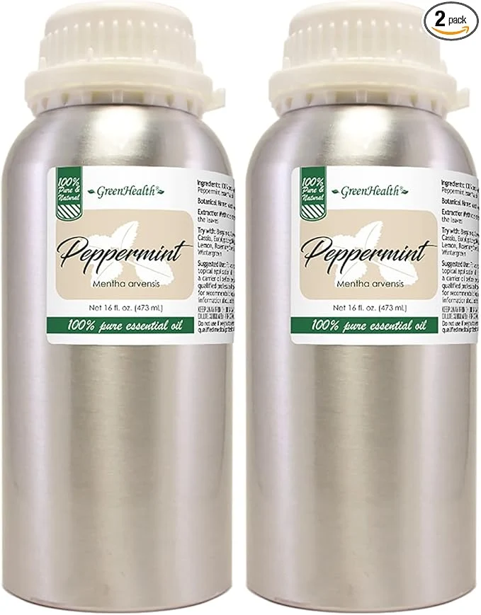 Premium Material GreenHealth Peppermint Essential Oil – 2 Pack – Pure Uncut – Strong Eco-Friendly