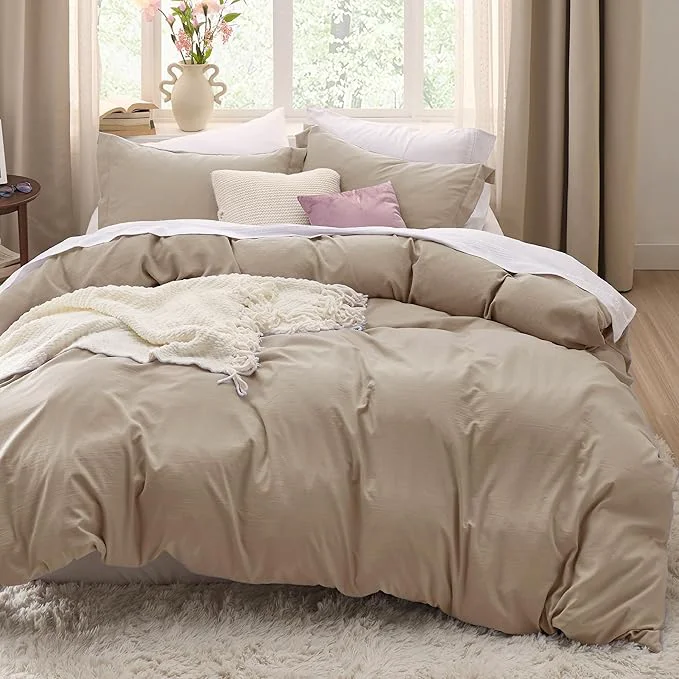 Exceptional Bedsure Light Brown Duvet Cover King Size – 3 Pieces Prewashed Cotton-Like Extra Soft Bedding Set Includes 1 Duvet Cover 104×90 Inches with Zipper Closure amp 2 Pillow Shams Comforter Not Included High-Quality