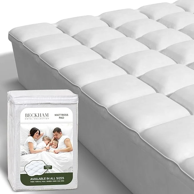Expertly Made Beckham Hotel Collection Twin Size Hybrid Mattress Pad Extra Padded amp Protector – Waterproof Quilted Pillow Top Mattress Cover – Thick Plush Fitted Mattress Topper for Bed High-Quality