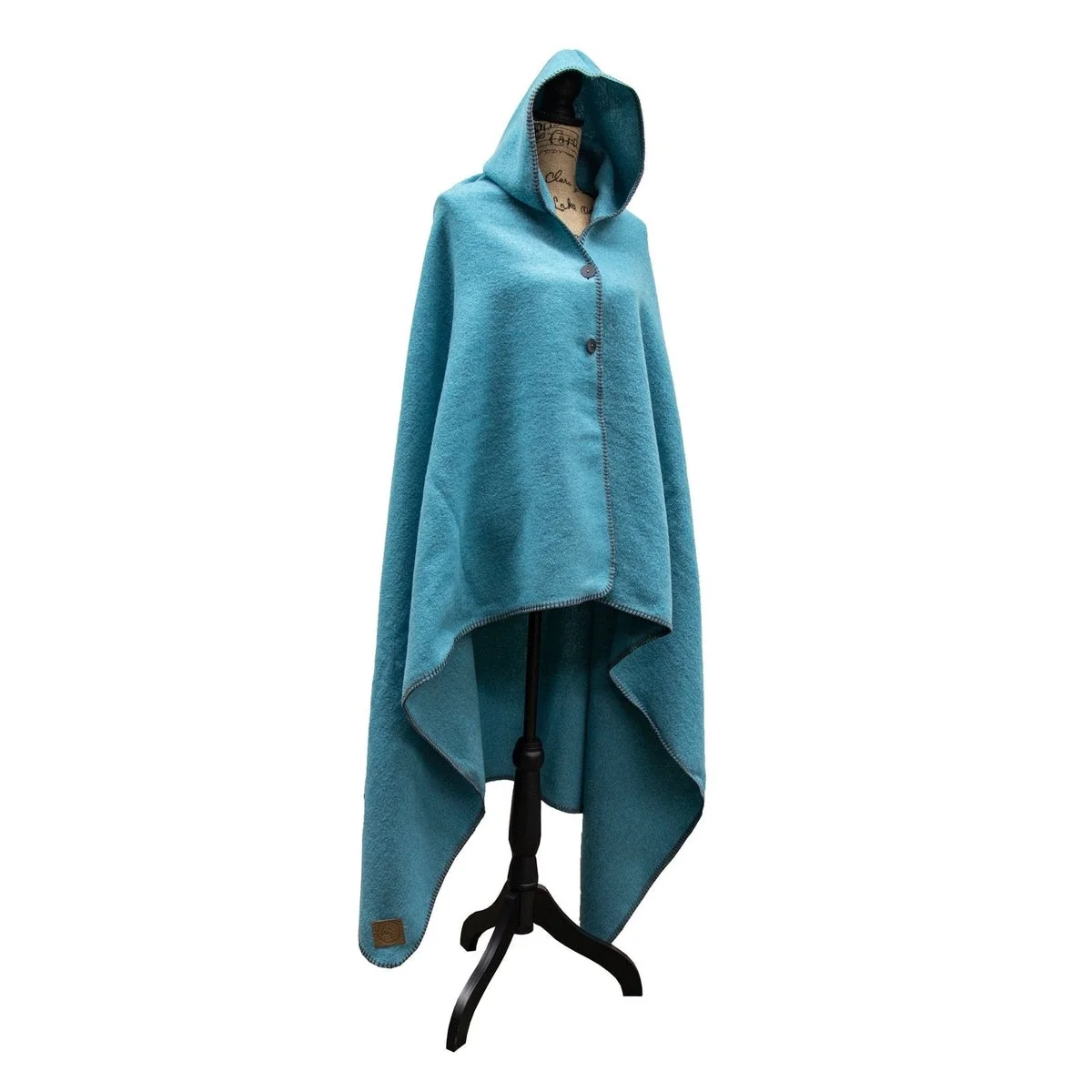 Long-Lasting Solid Turquoise Hooded Throw Certified