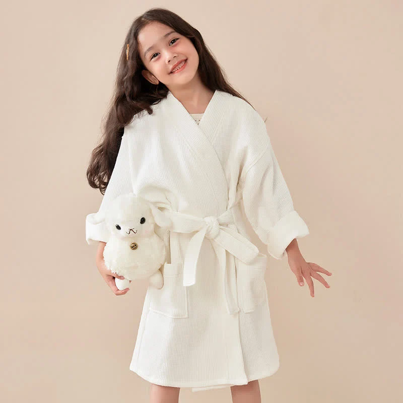 Dependable Ownkoti Solid Waffle Weave Cotton Child Bathrobe Reliable