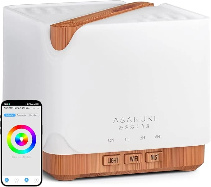 High-Quality ASAKUKI Essential Oil Diffuser for Home Smart WiFi 700 ml Humidifier Connect World-Class