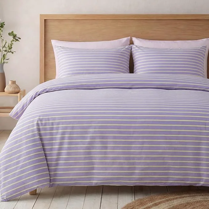 Trusted Bedbay Lavender Striped Duvet Cover Set King Size Cotton Sateen Bedding Set Silky Soft Light amp Fresh 3 Piece Duvet Cover for All Seasons Verified