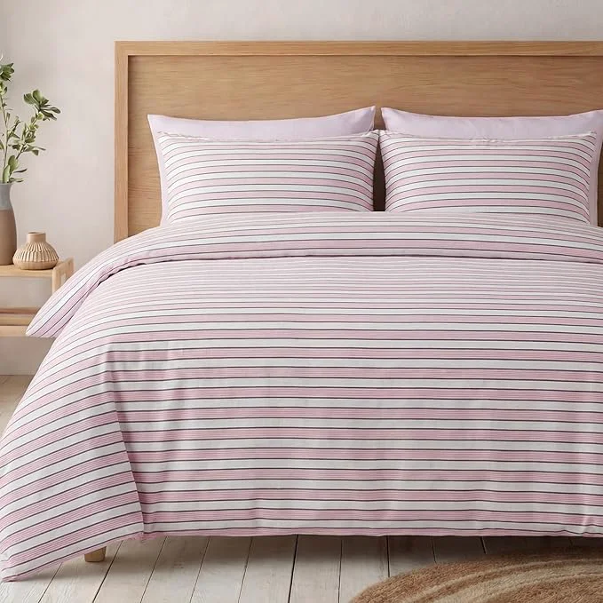 Exceptional Bedbay Cotton Striped Duvet Cover Set Queen Size Soft Blush Pink Stripe Bedding Set Cotton Sateen Minimal Casual Hotel Style Duvet Cover 3 Piece for All Seasons High-Quality