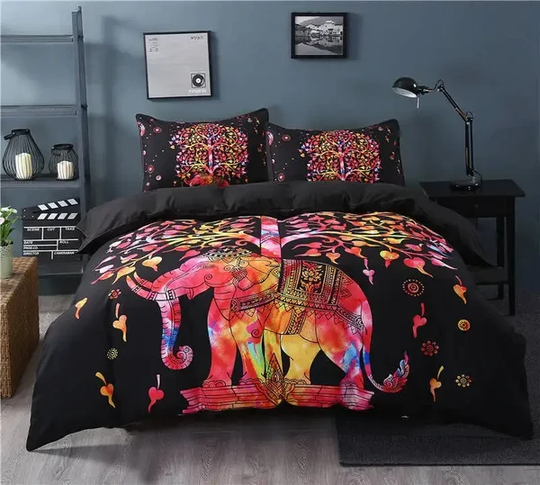 Durable Boho Mandala Elephant Duvet Cover Comfortable