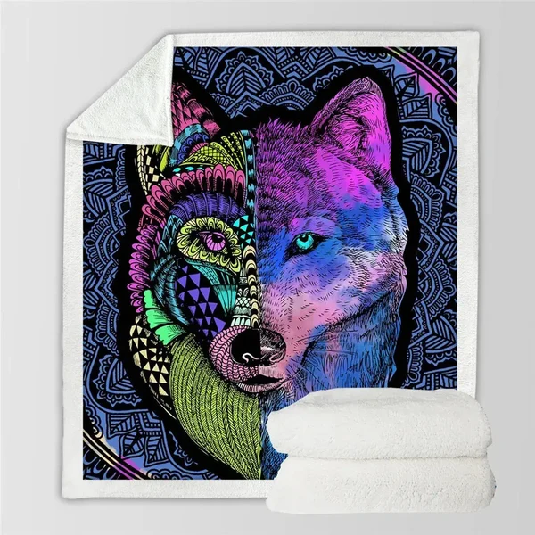 Sustainable Wolf Throw Blanket First-Class