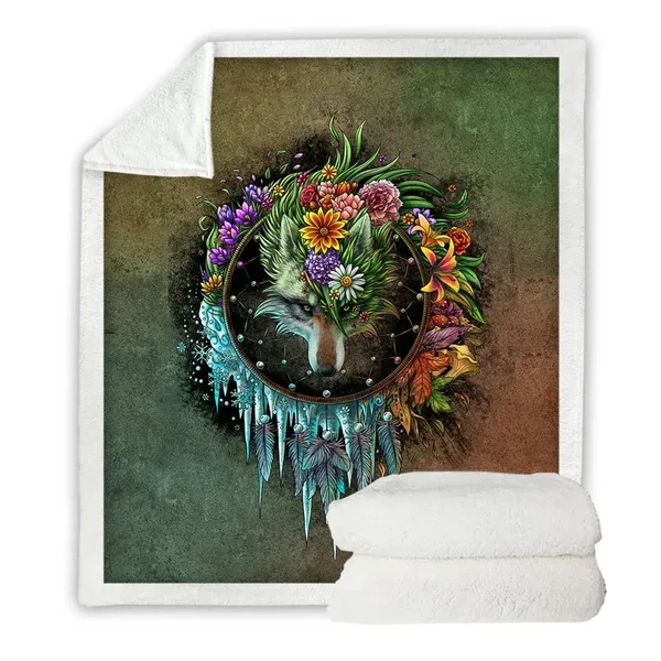 Refined Wolf Throw Blanket Authentic