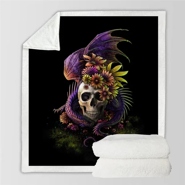 Solid Floral Skull Throw Blanket Exclusive