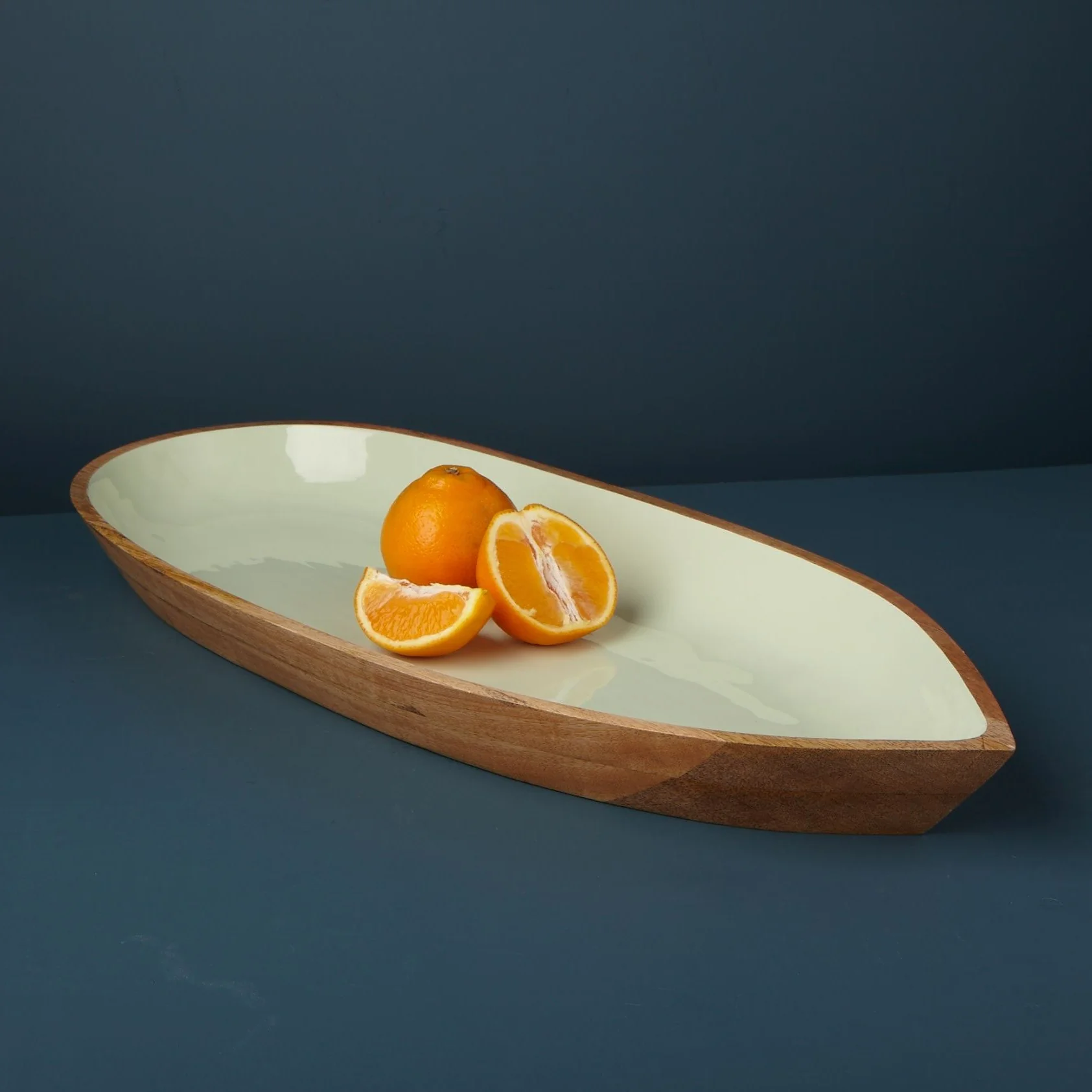 Solid Madras Extra Large Oval Bowl Mint Smooth