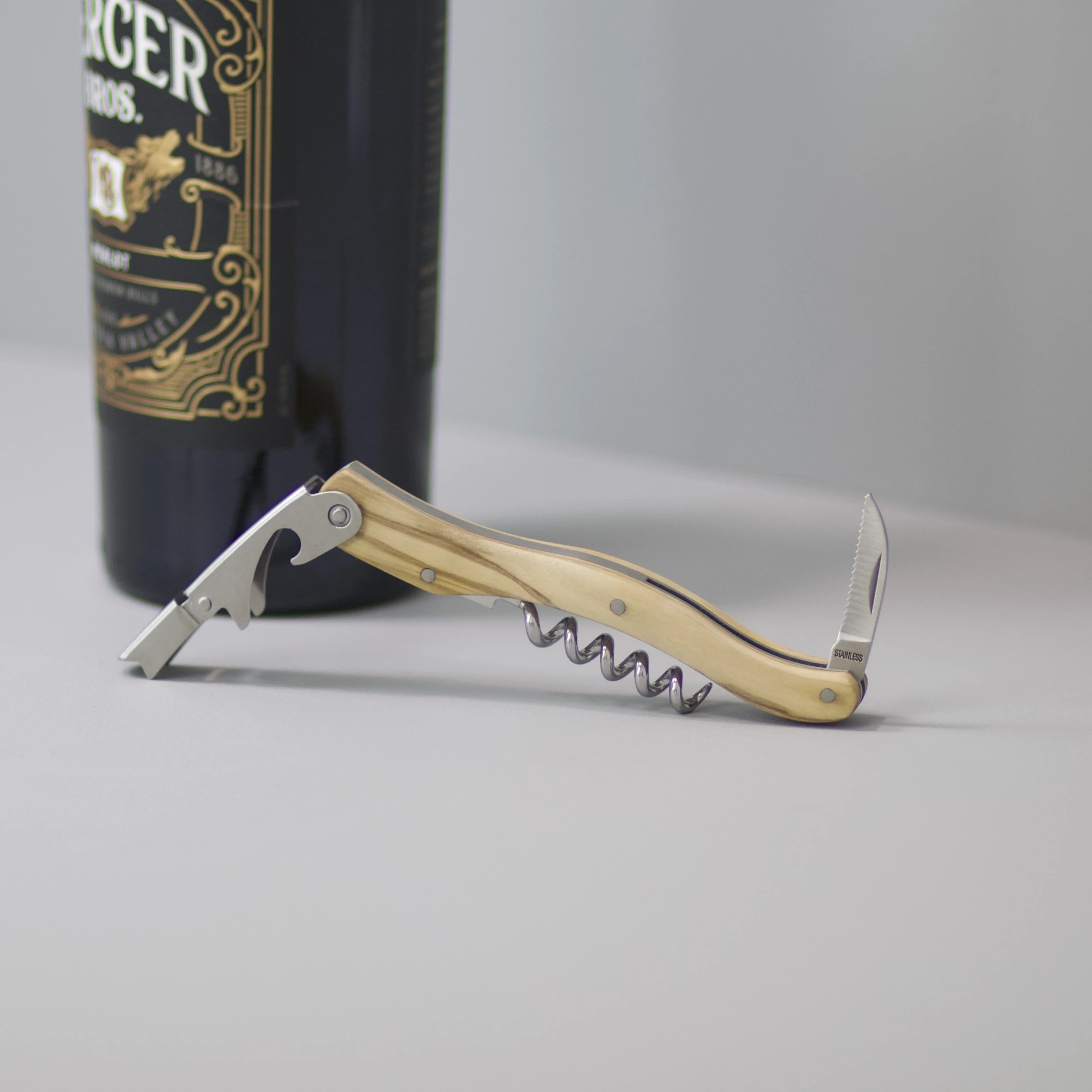 Contemporary Olive-wood Corkscrew Verified