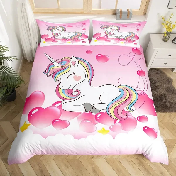 Practical Unicorn Cartoon Duvet Cover Genuine