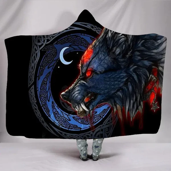 Outstanding Wolf Hooded Blanket Premium