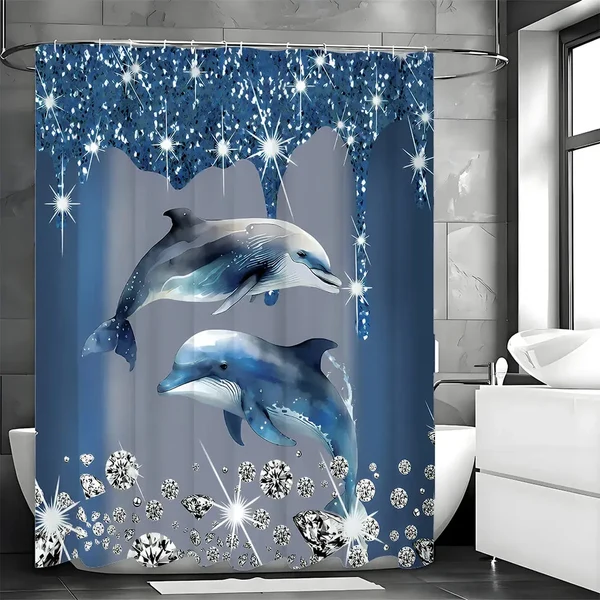 Recyclable Diamond Dolphin Shower Curtain Convenient