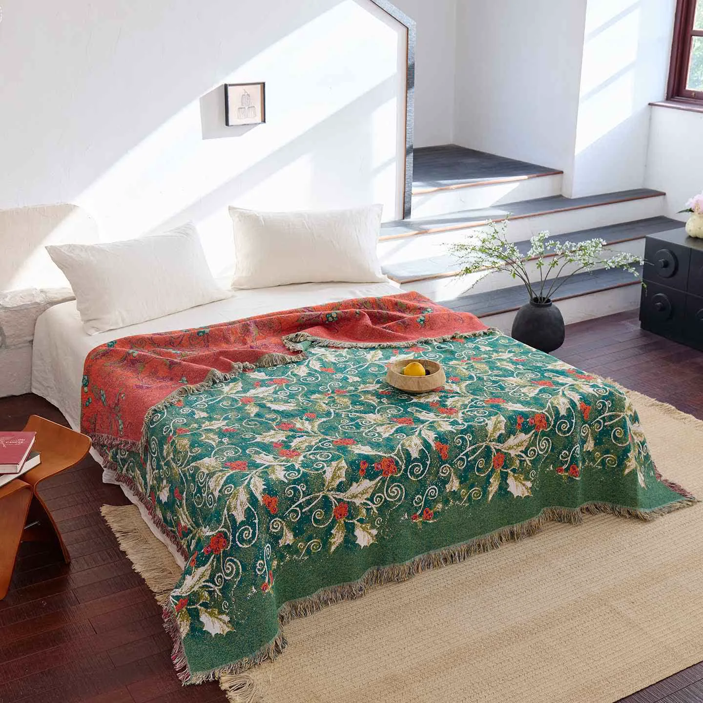 Elite Ownkoti Red Flower Vine Cotton Gauze Quilt Versatile