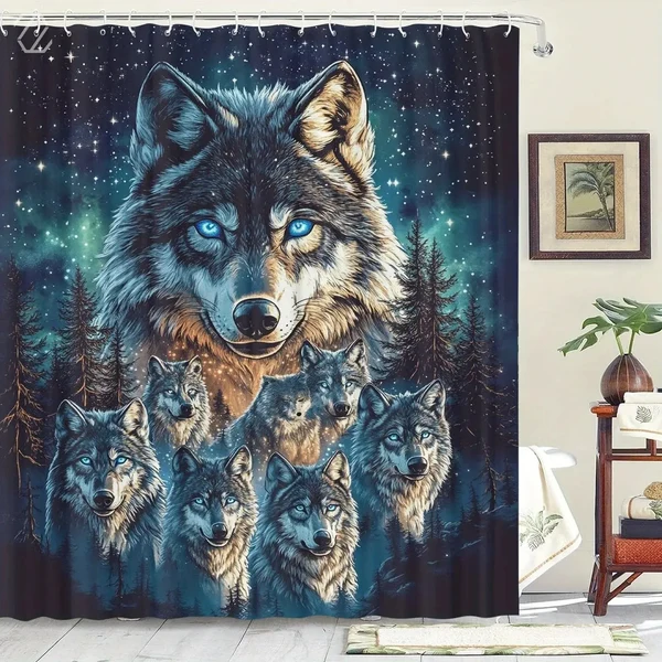 Convenient Mystical Wolf Shower Curtain Unique