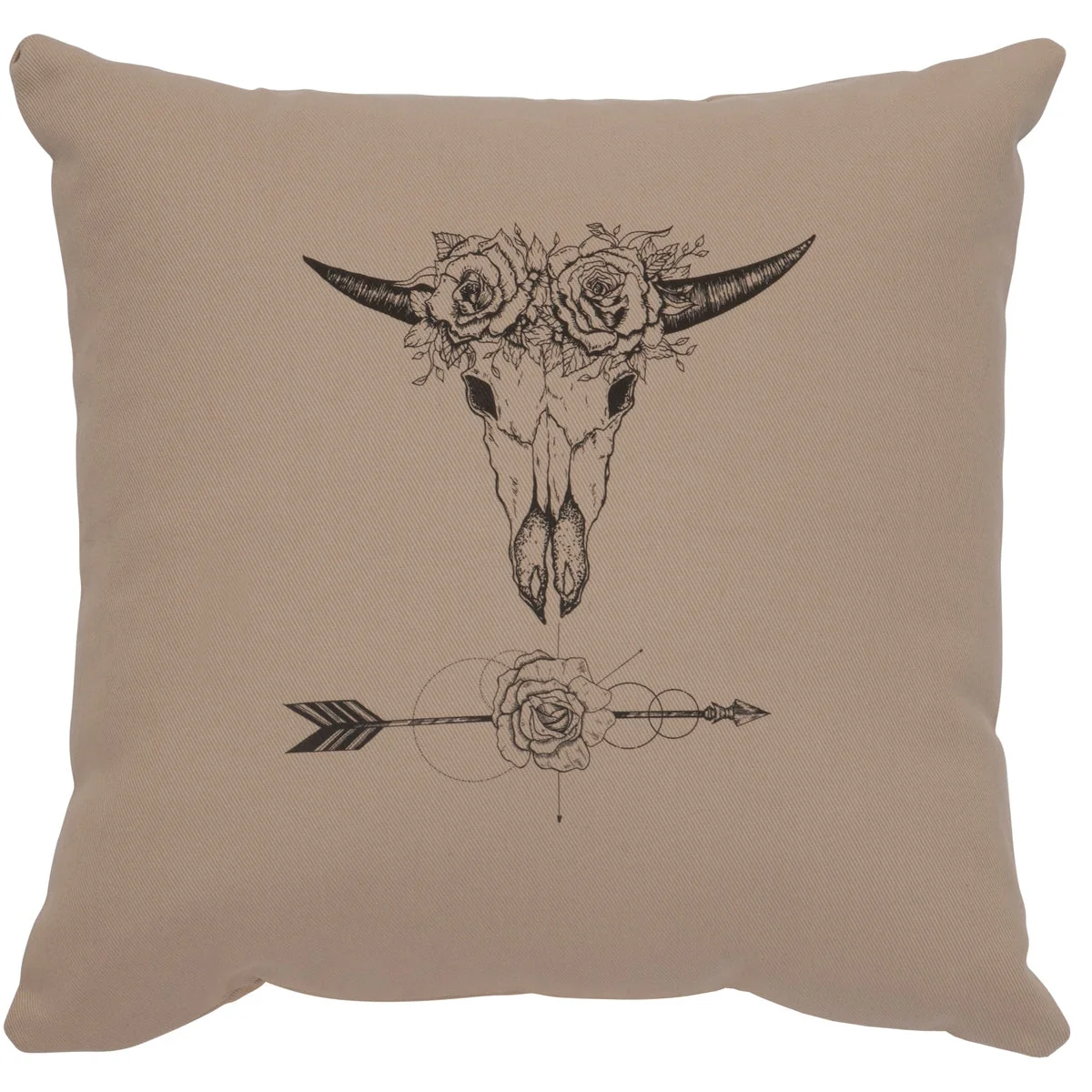 Recyclable quot Bull and Flowers quot Image Pillow – Cotton Alabaster Authentic