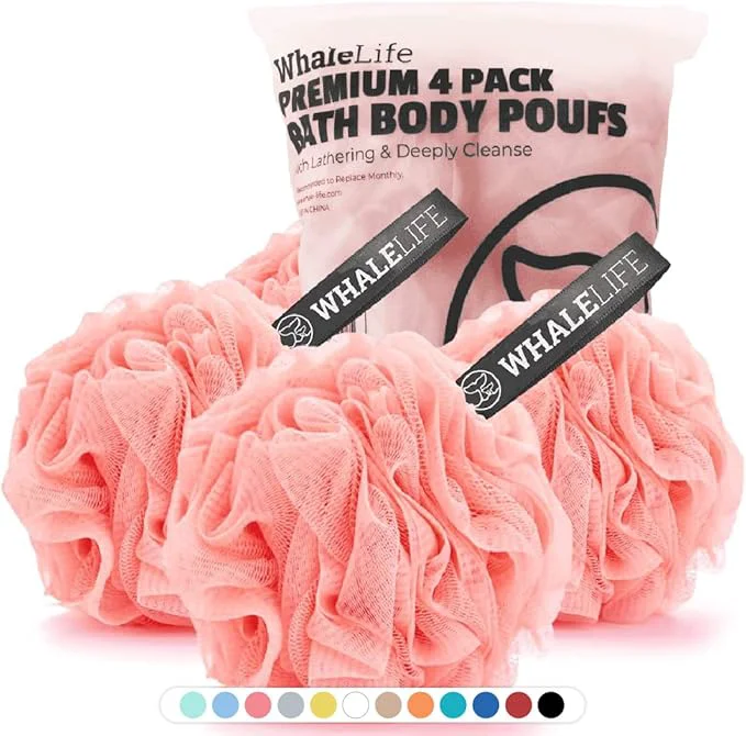 Carefully Designed Loofah Sponge Bath Sponge for Women Men 4 Pack Unique