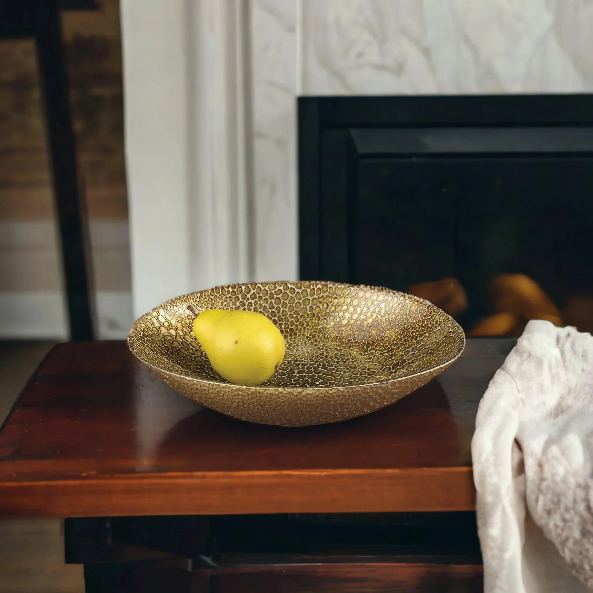 Carefully Designed Glass Decorative Bowl Oval Bowl with Gold Leaf Snakeskin Pattern Outstanding
