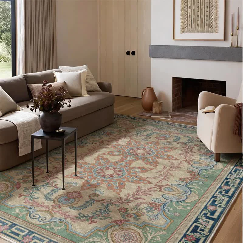 Luxury Ownkoti Retro Palace Style Medallion Non-slip Area Rug Comfortable