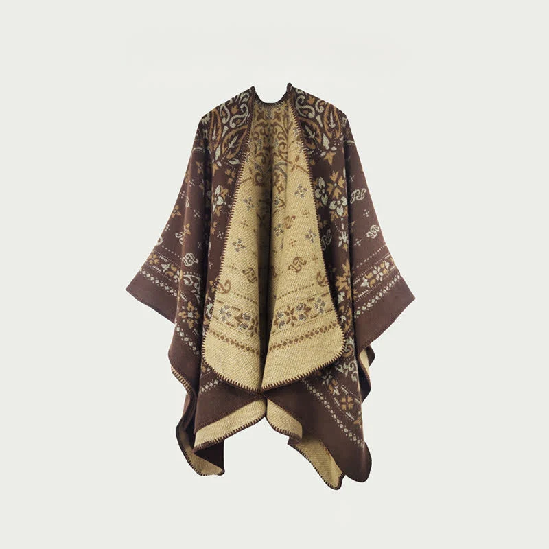 Fashionable Ownkoti Reversible Vintage Pattern Shawl Cape Original Design