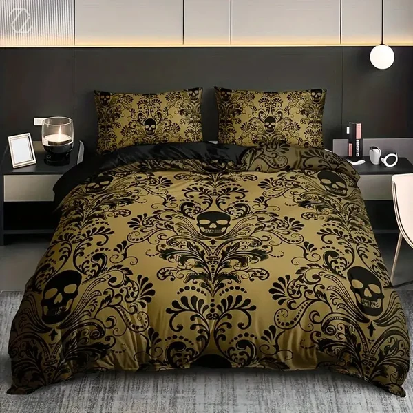 Convenient Floral Skull Duvet Cover Original