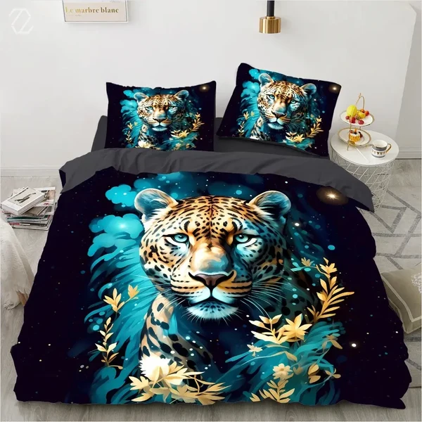 Green 3D Leopard Duvet Cover Official