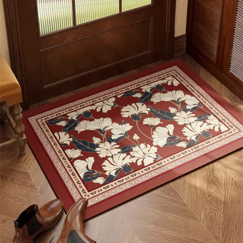 Smooth Ownkoti Retro Floral Border Door Mat Reliable