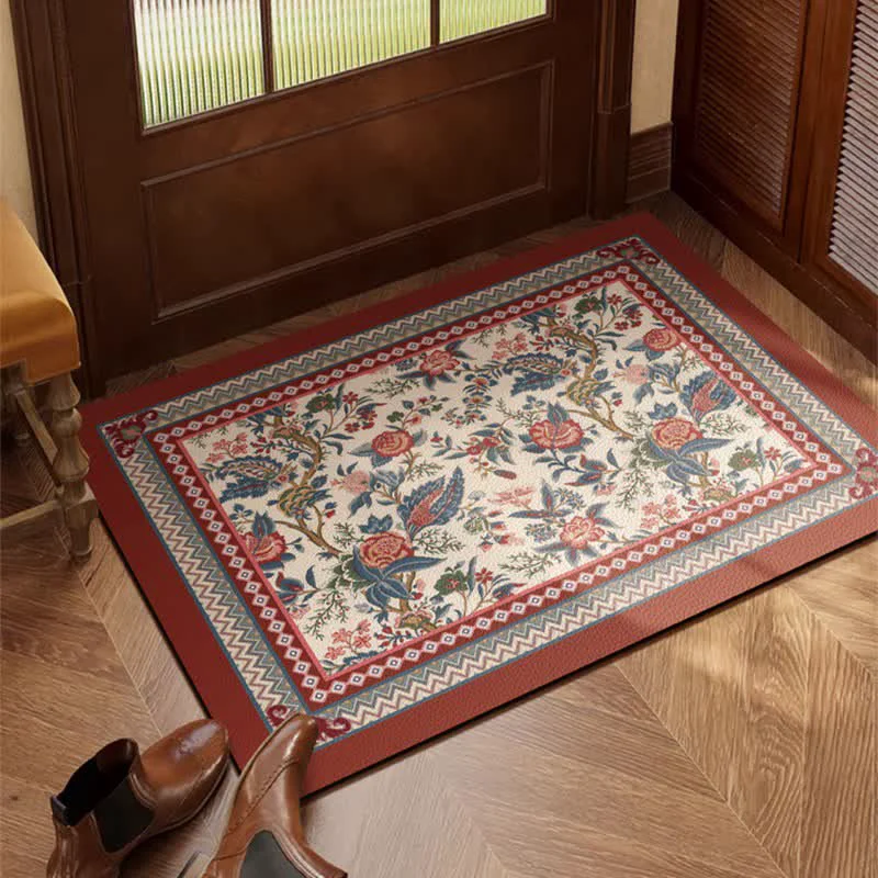 Safe Ownkoti Vintage Floral Branch Border Door Mat Original
