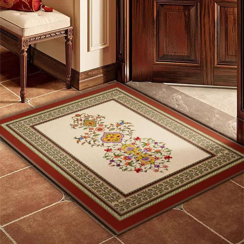 Soft Ownkoti Retro Ethnic Style Floral Door Mat Certified