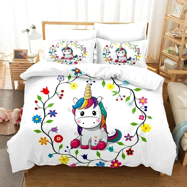 Eco-Friendly 3D Cartoon Unicorn Duvet Cover Recyclable