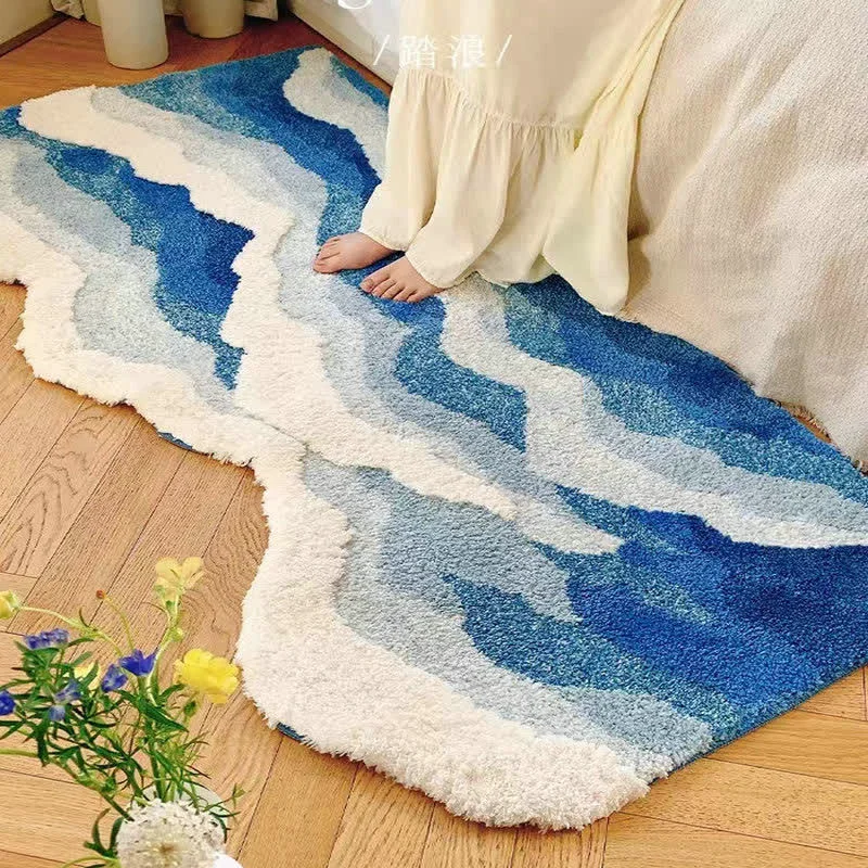 Fast Ownkoti 3D Ocean Tide Tufted Bath Rug Comfortable