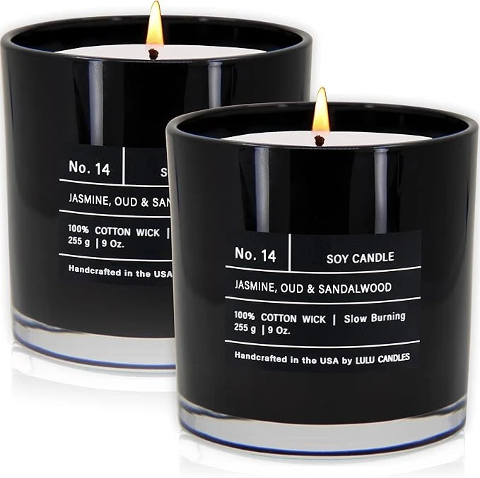 Minimalist Lulu Candles Jasmine Oud Sandalwood Luxury Scented Soy Jar Candle Hand Premium