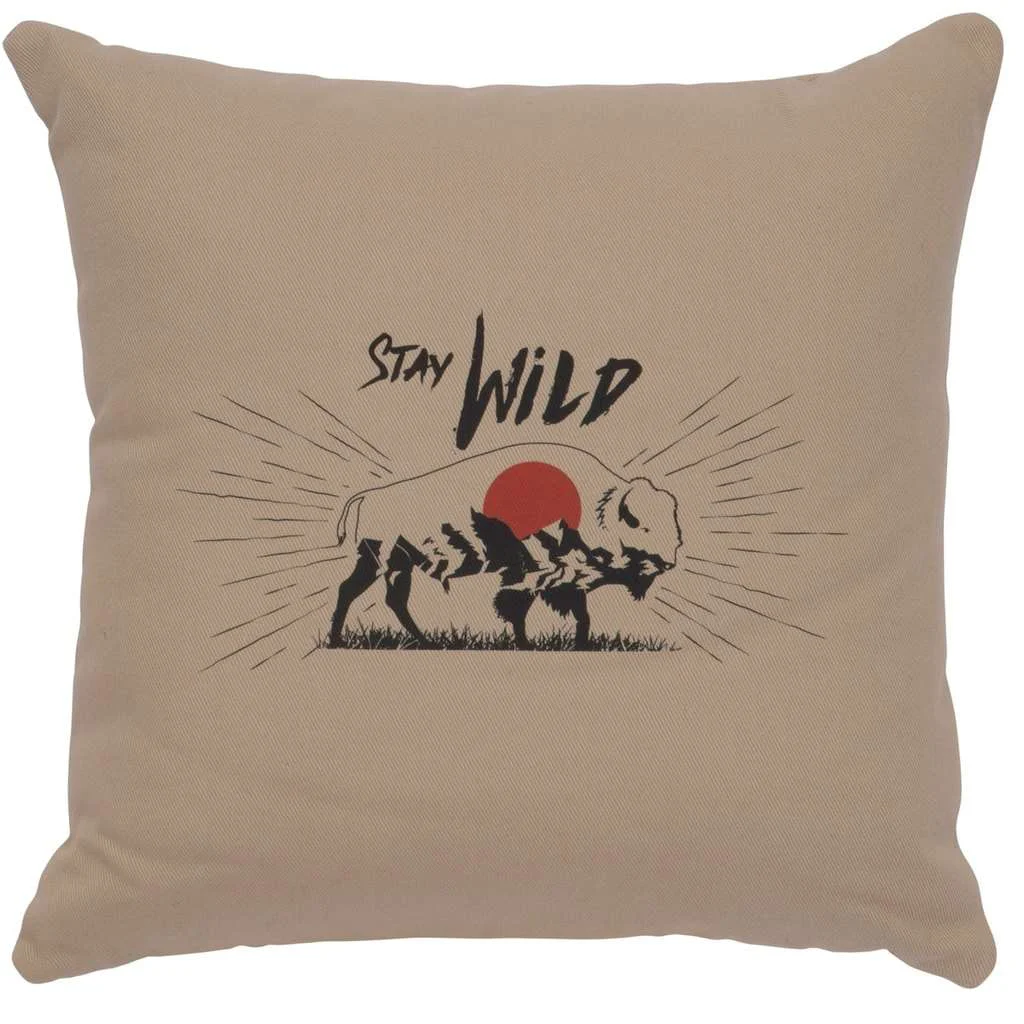 High-Quality quot Stay Wild quot Image Pillow – Cotton Alabaster Smooth