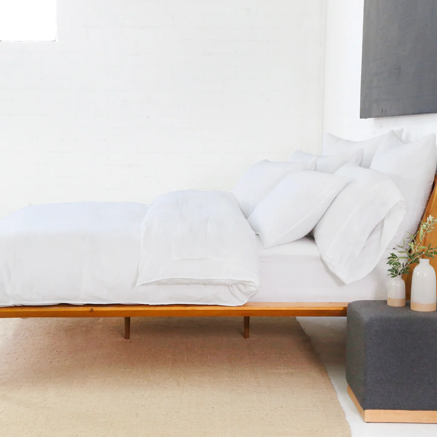 Fast Parker Linen Queen Duvet Set White Enhanced