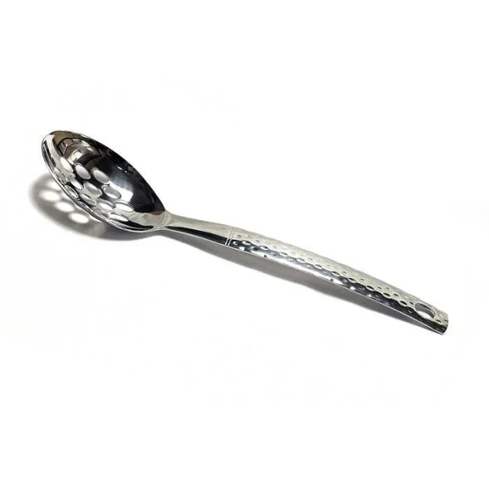 Natural Slotted Spoon with Hammered Design Handle Advanced