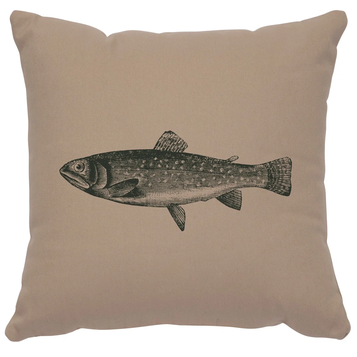 Durable quot Trout quot Image Pillow – Cotton Alabaster User-Friendly