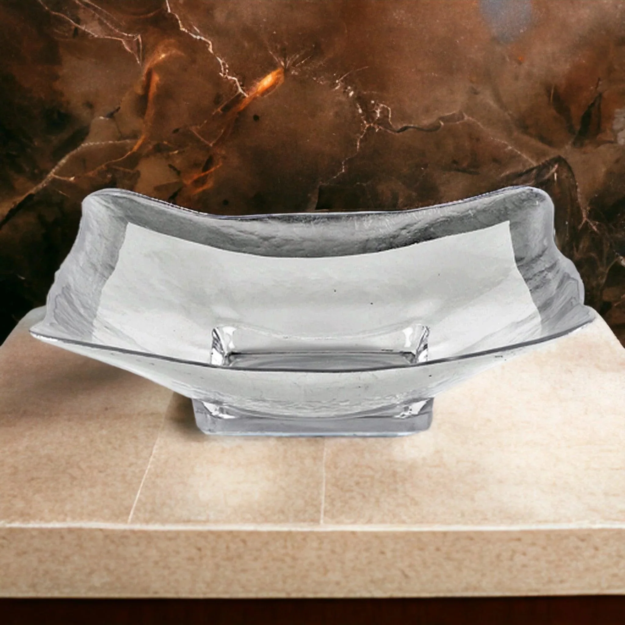 Elite Square Bowl with Silver Leaf Pattern World-Class