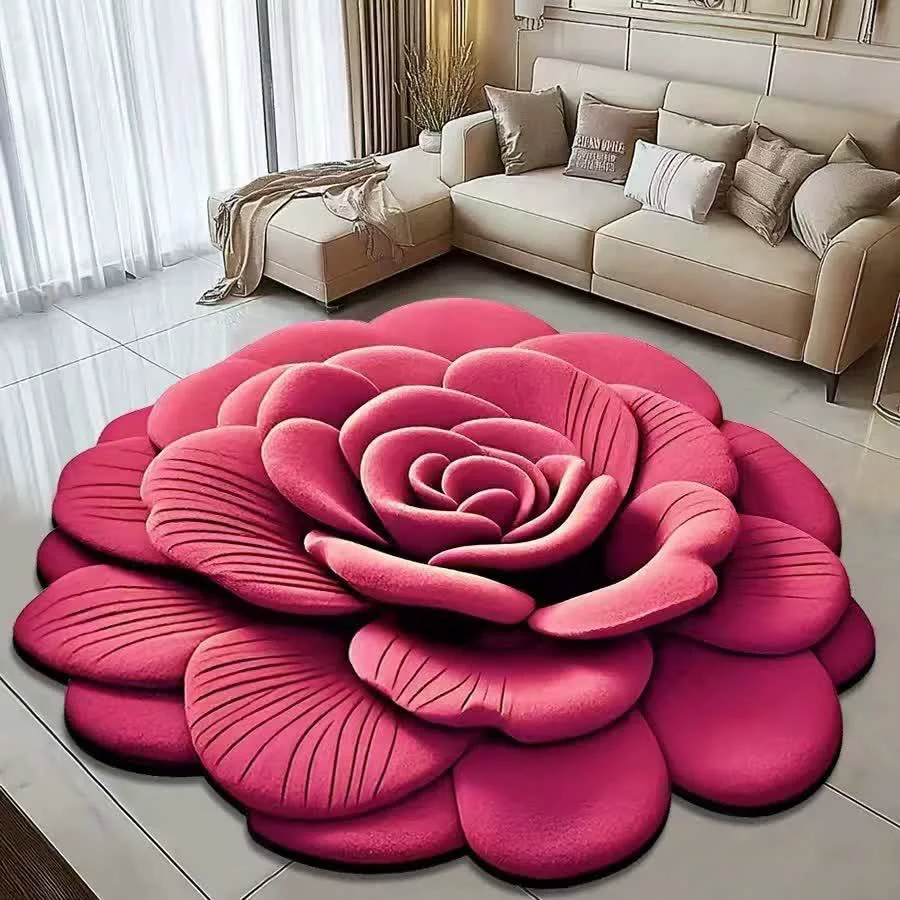 Verified Ownkoti Creative Rose 3D Effect Rug High-Performance