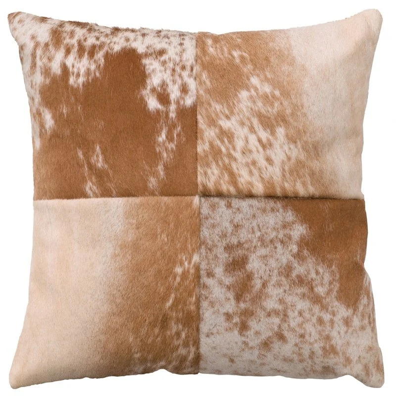 Dependable Speckled Light Brown Leather Pillow 16 quot x16 quot Prestigious