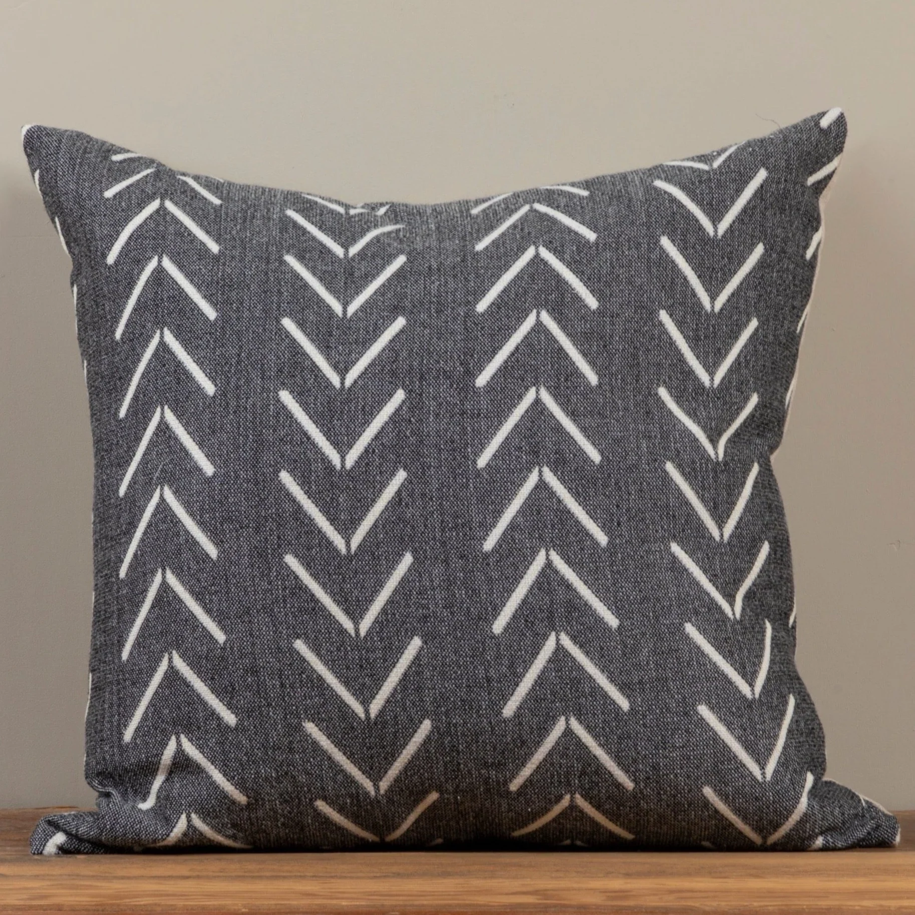 Powerful Alpaca Square Pillow Grey with Chevrons Safe
